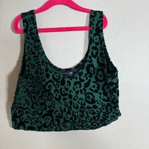 Leopard Print Velvet Cutout Y2k Top L